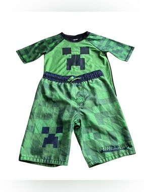 Minecraft Boys Green Creeper Swim Set